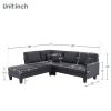 90*88" Terrycloth Modern Sectional Sofa,5-Seat Practical Couch Set with Chaise Lounge,L-Shape minimalist Indoor Furniture with 3 Pillows for Living Ro