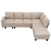 104.3*78.7" Modern L-shaped Sectional Sofa,7-seat Linen Fabric Couch Set with Chaise Lounge and Convertible Ottoman for Living Room,Apartment,Office,3