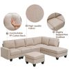 104.3*78.7" Modern L-shaped Sectional Sofa,7-seat Linen Fabric Couch Set with Chaise Lounge and Convertible Ottoman for Living Room,Apartment,Office,3