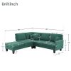 90*88" Terrycloth Modern Sectional Sofa,5-Seat Practical Couch Set with Chaise Lounge,L-Shape minimalist Indoor Furniture with 3 Pillows for Living Ro