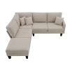 90*88" Terrycloth Modern Sectional Sofa,5-Seat Practical Couch Set with Chaise Lounge,L-Shape minimalist Indoor Furniture with 3 Pillows for Living Ro